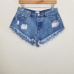 superdown Button Fly Distressed Cut-Off Jeans Blue Size 29